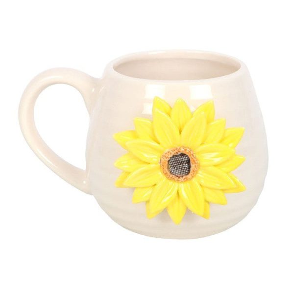 Hello Sunshine Rounded Mug with 3D Sunflower Hello Sunshine Rounded Mug with 3D Sunflower