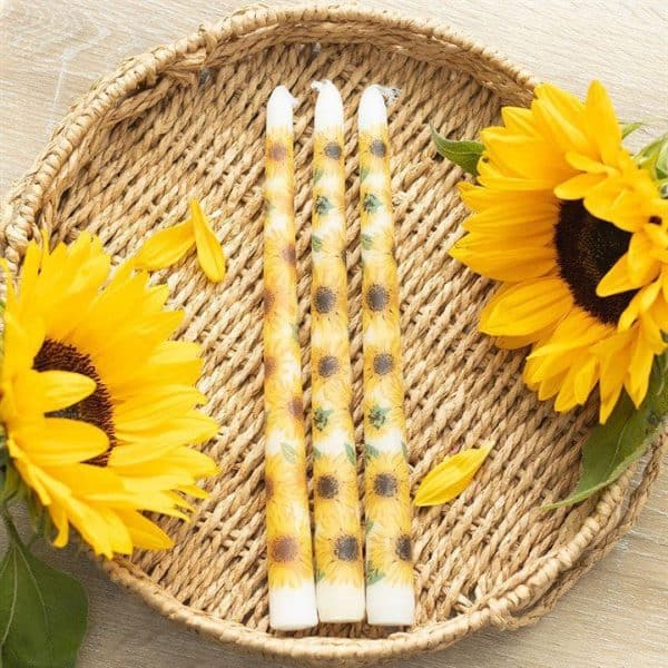 Set of 3 Sunflower Taper Candles Set of 3 Sunflower Taper Candles