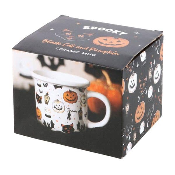 Spooky Cat and Pumpkin Print Mug Spooky Cat and Pumpkin Print Mug