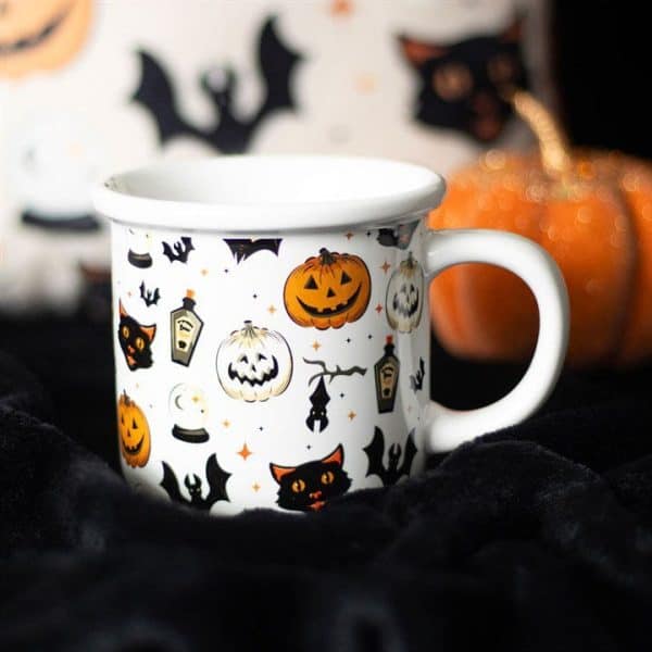 Spooky Cat and Pumpkin Print Mug Spooky Cat and Pumpkin Print Mug
