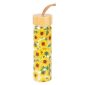 Sunflower Print Glass Water Bottle