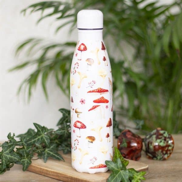 All Over Mushroom Print Metal Water Bottle All Over Mushroom Print Metal Water Bottle