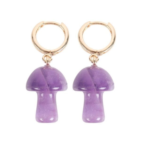 Amethyst Crystal Mushroom Earrings Amethyst Crystal Mushroom Earrings