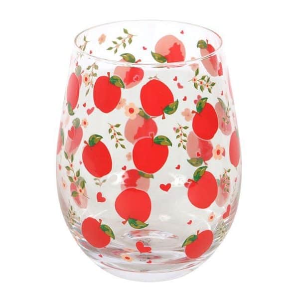 Apple Print Stemless Glass Apple Print Stemless Glass