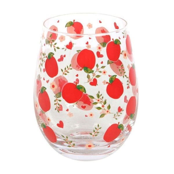 Apple Print Stemless Glass Apple Print Stemless Glass