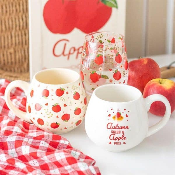 Apple Print Stemless Glass Apple Print Stemless Glass