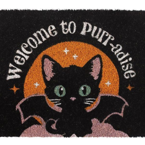 Black Welcome to Purr-adise Cat Doormat Black Welcome to Purr-adise Cat Doormat