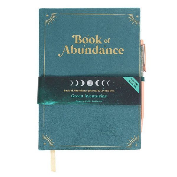 Book of Abundance Journal with Green Aventurine Crystal Pen Book of Abundance Journal with Green Aventurine Crystal Pen