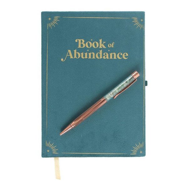 Book of Abundance Journal with Green Aventurine Crystal Pen Book of Abundance Journal with Green Aventurine Crystal Pen