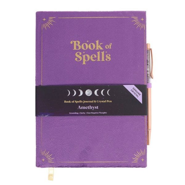 Book of Spells Journal with Amethyst Crystal Pen Book of Spells Journal with Amethyst Crystal Pen