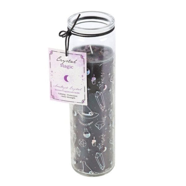 Crystal Witch Jasmine Tube Candle with Amethyst Chips Crystal Witch Jasmine Tube Candle with Amethyst Chips