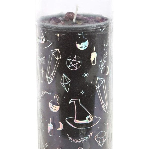 Crystal Witch Jasmine Tube Candle with Amethyst Chips Crystal Witch Jasmine Tube Candle with Amethyst Chips
