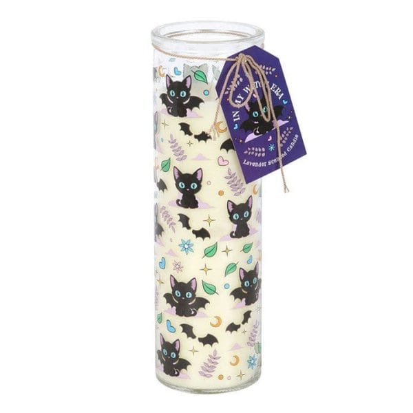 Cute and Creepy Cat Print Lavender Tube Candle Cute and Creepy Cat Print Lavender Tube Candle