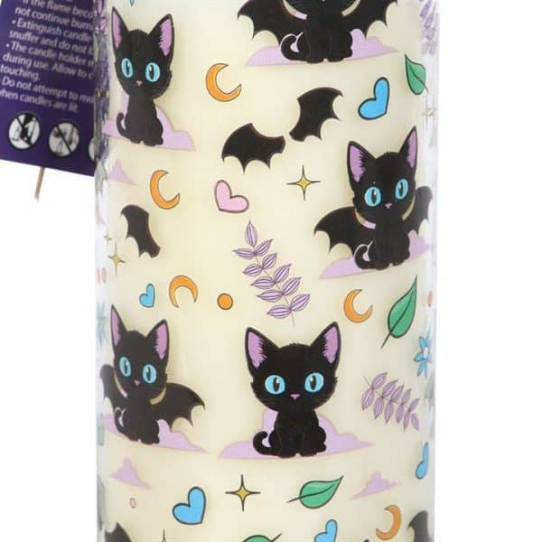 Cute and Creepy Cat Print Lavender Tube Candle Cute and Creepy Cat Print Lavender Tube Candle