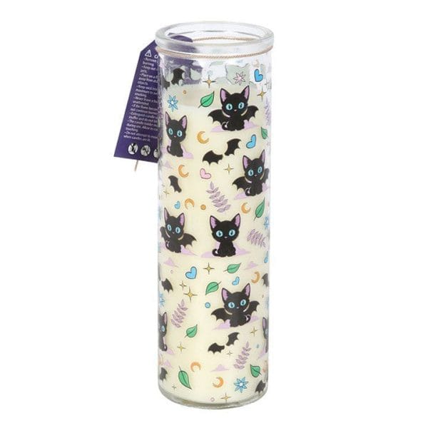 Cute and Creepy Cat Print Lavender Tube Candle Cute and Creepy Cat Print Lavender Tube Candle