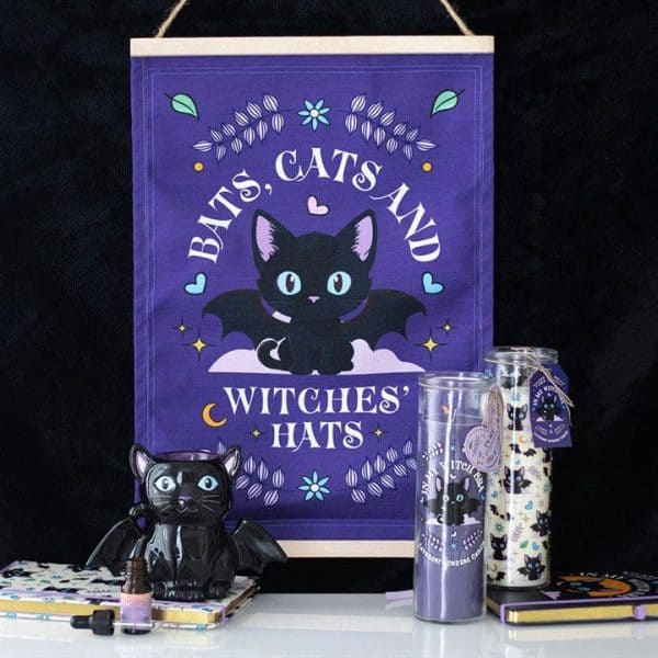 Cute and Creepy Cat Print Lavender Tube Candle Cute and Creepy Cat Print Lavender Tube Candle