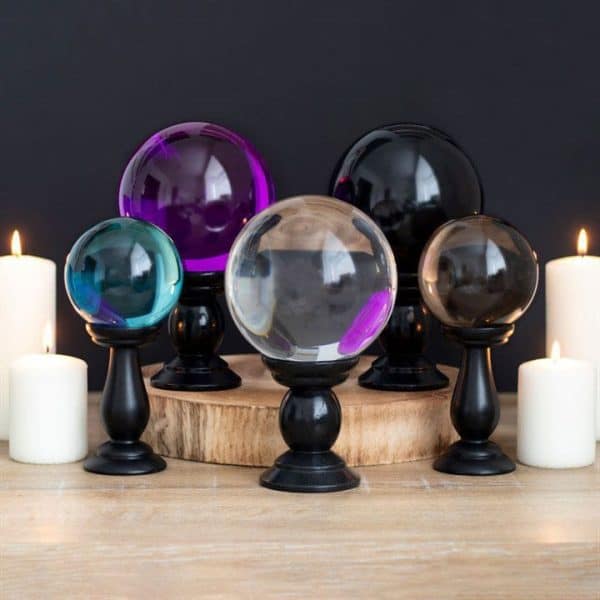 Large Black Crystal Ball on Stand Large Black Crystal Ball on Stand