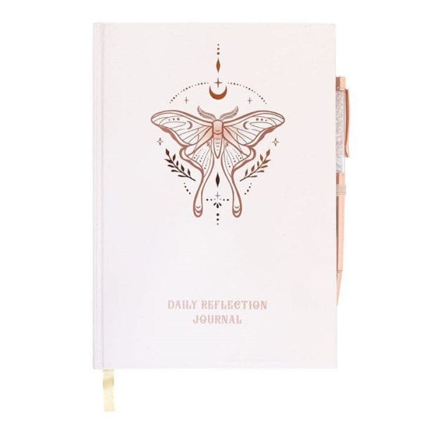 Luna Moth Daily Reflection Journal and Clear Quartz Crystal Pen Luna Moth Daily Reflection Journal and Clear Quartz Crystal Pen