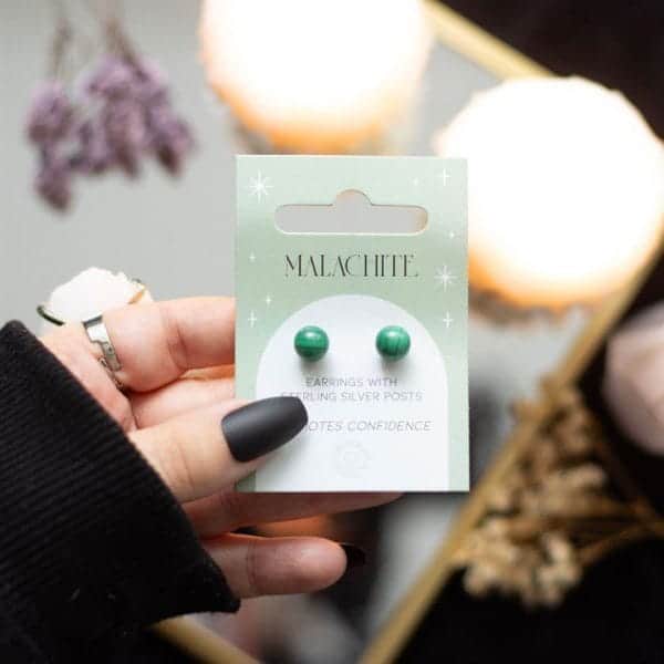Malachite Semi Precious Crystal Earrings Malachite Semi Precious Crystal Earrings