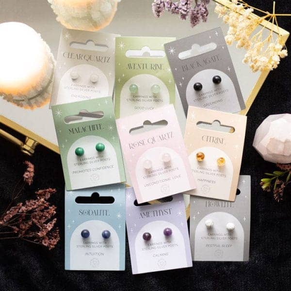 Malachite Semi Precious Crystal Earrings Malachite Semi Precious Crystal Earrings
