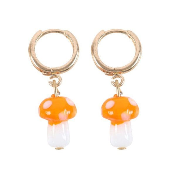 Orange Mushroom Dangle Earrings Orange Mushroom Dangle Earrings
