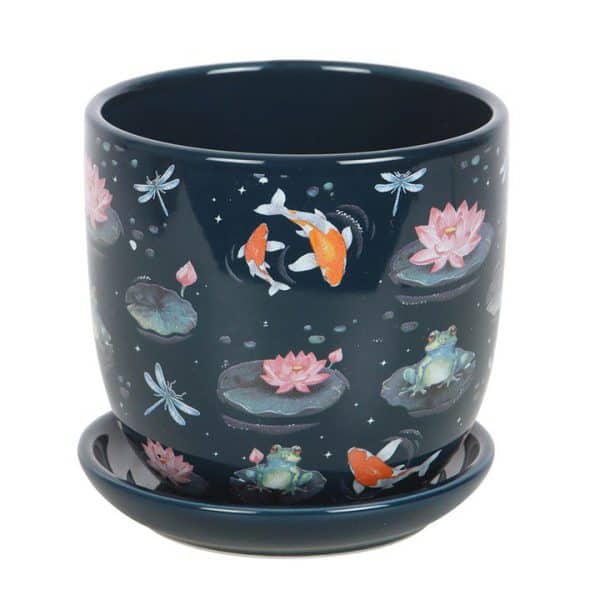 Pond Print Plant Pot with Saucer Pond Print Plant Pot with Saucer