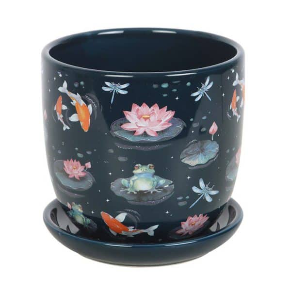 Pond Print Plant Pot with Saucer Pond Print Plant Pot with Saucer