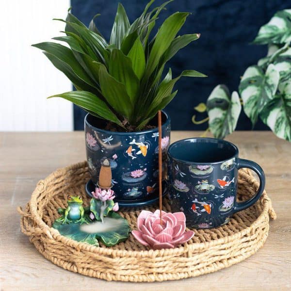 Pond Print Plant Pot with Saucer Pond Print Plant Pot with Saucer