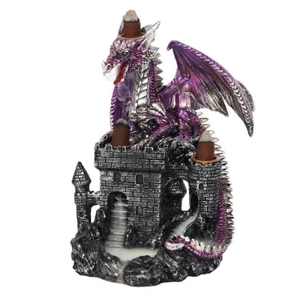 Purple Dragon on Castle Backflow Incense Burner Purple Dragon on Castle Backflow Incense Burner