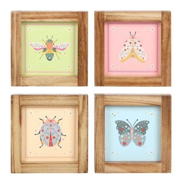 Set of 4 Floral Bug Framed Wall Art Prints Set of 4 Floral Bug Framed Wall Art Prints