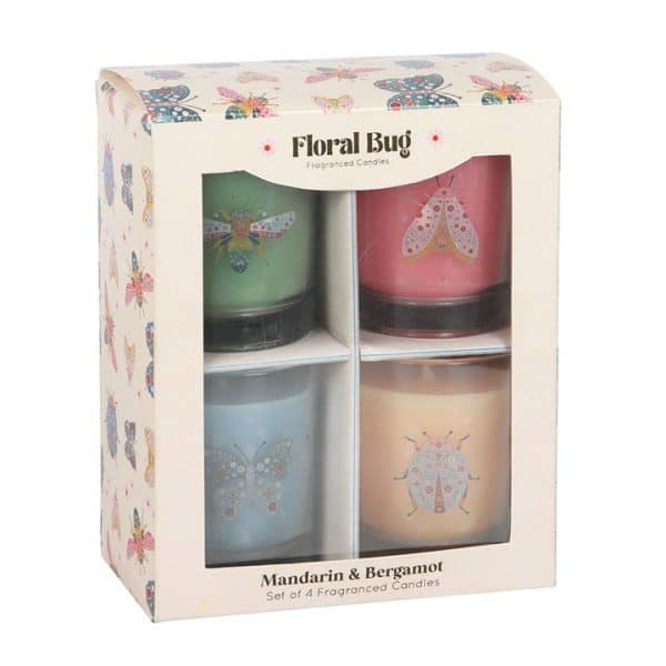 Set of 4 Floral Bug Mandarin & Bergamot Candles Set of 4 Floral Bug Mandarin & Bergamot Candles