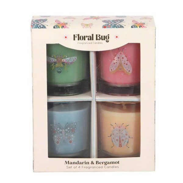 Set of 4 Floral Bug Mandarin & Bergamot Candles Set of 4 Floral Bug Mandarin & Bergamot Candles