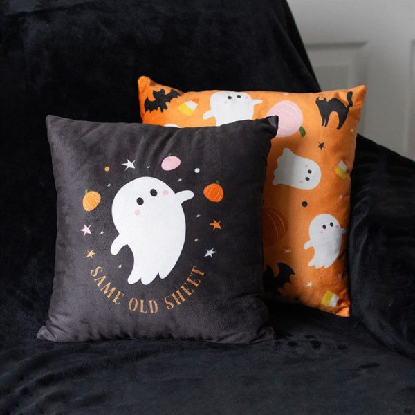 Square Sweet and Spooky Ghost Print Cushion Square Sweet and Spooky Ghost Print Cushion