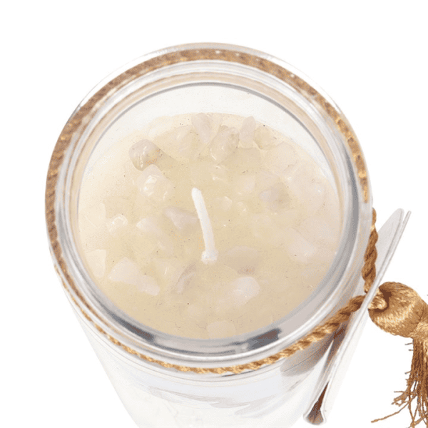 Aphrodite Goddess Tube Candle with Rose Quartz Crystals Aphrodite Goddess Tube Candle with Rose Quartz Crystals