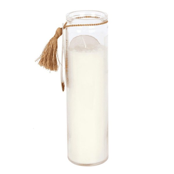 Athena Goddess Tube Candle with Clear Quartz Crystals Athena Goddess Tube Candle with Clear Quartz Crystals