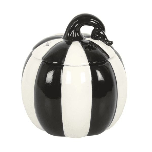 Black and White Striped Pumpkin Oil Burner Black and White Striped Pumpkin Oil Burner
