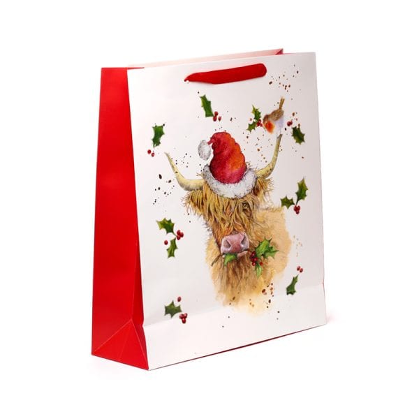 Christmas Gift Bag (Extra Large) - Jan Pashley Highland Coo XGBAG117X - Image 4
