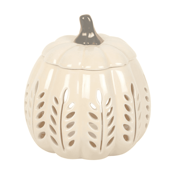 Cream Leaf Cut Out Pumpkin Oil Burner and Wax Warmer Cream Leaf Cut Out Pumpkin Oil Burner and Wax Warmer