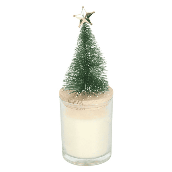 Holly Jolly Pine & Fir Glass Candle with Tree Holly Jolly Pine & Fir Glass Candle with Tree