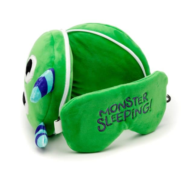 Relaxeazzz Travel Pillow & Eye Mask - Green Monstarz Monster CUSH223 - Image 3