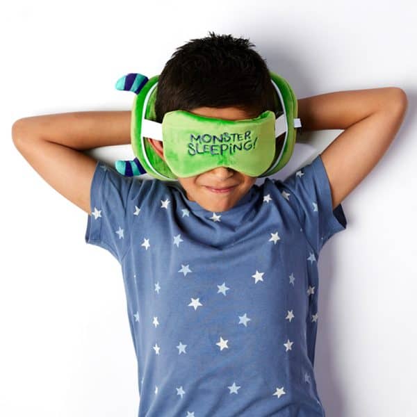 Relaxeazzz Travel Pillow & Eye Mask - Green Monstarz Monster CUSH223 - Image 2