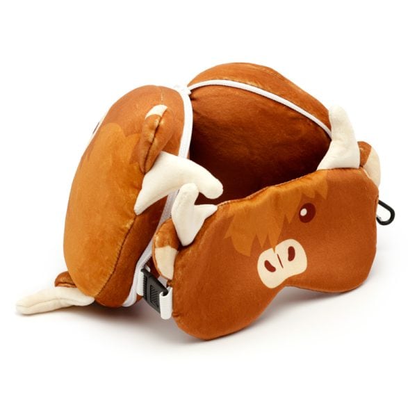 Relaxeazzz Travel Pillow & Eye Mask - Highland Coo Cow CUSH262 - Image 3