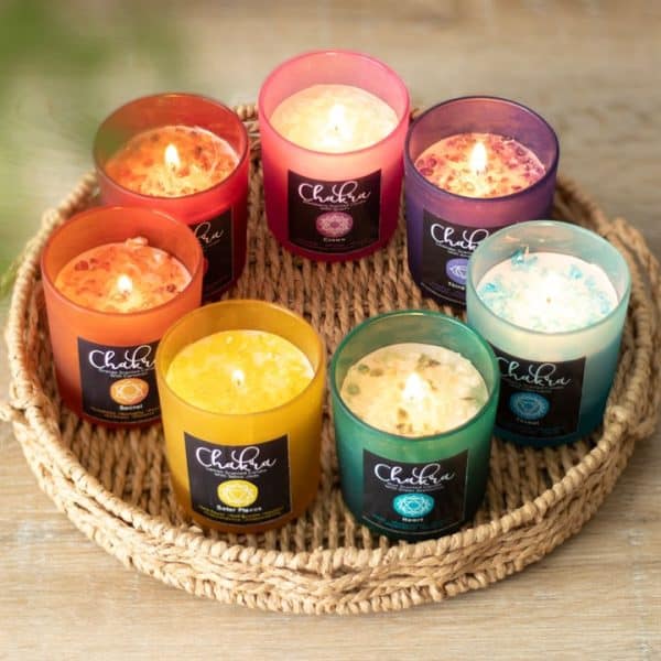 Root Chakra Strawberry Crystal Chip Candle Root Chakra Strawberry Crystal Chip Candle