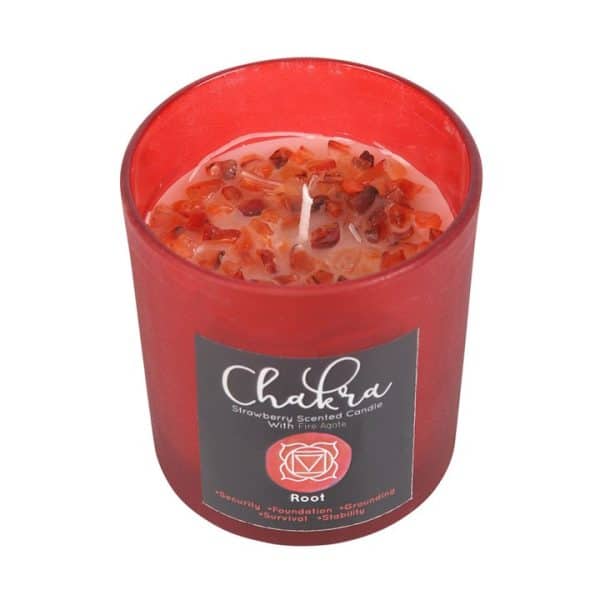 Root Chakra Strawberry Crystal Chip Candle Root Chakra Strawberry Crystal Chip Candle