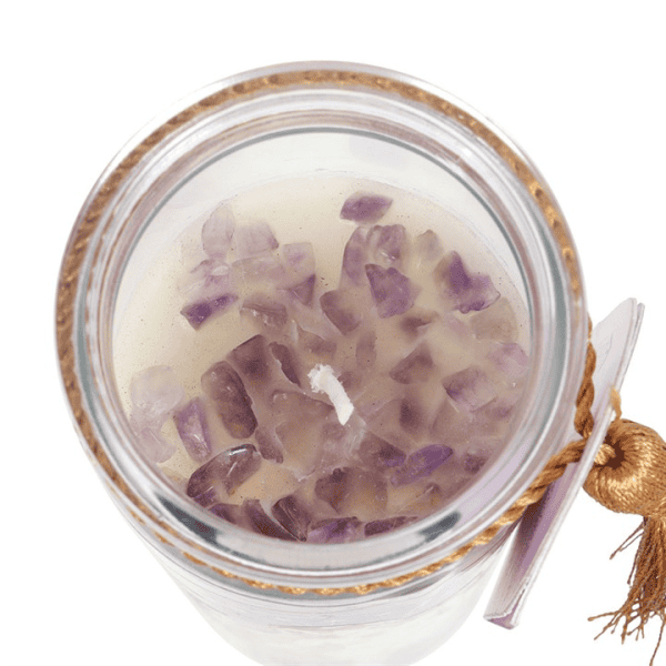Selene Goddess Tube Candle with Amethyst Crystals Selene Goddess Tube Candle with Amethyst Crystals