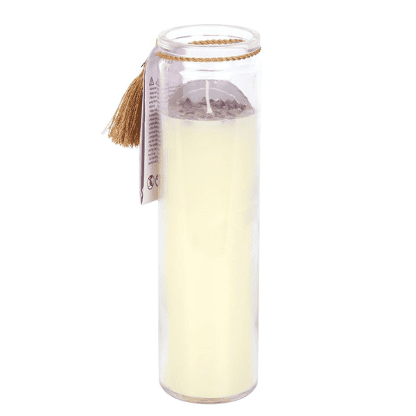Selene Goddess Tube Candle with Amethyst Crystals Selene Goddess Tube Candle with Amethyst Crystals