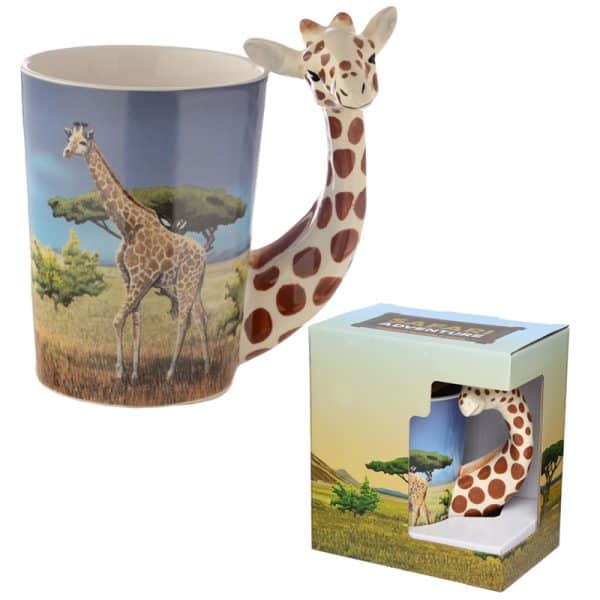 Shaped Handle Ceramic Mug - Giraffe Savannah Decal SMUG22 - Image 1