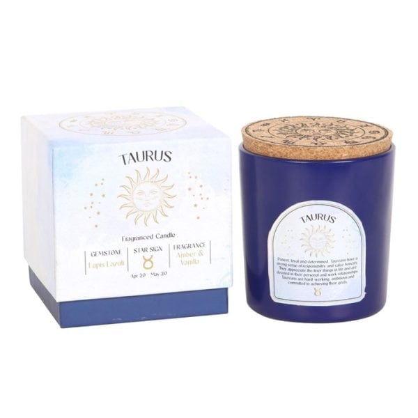 Taurus Amber & Vanilla Gemstone Zodiac Candle Taurus Amber & Vanilla Gemstone Zodiac Candle