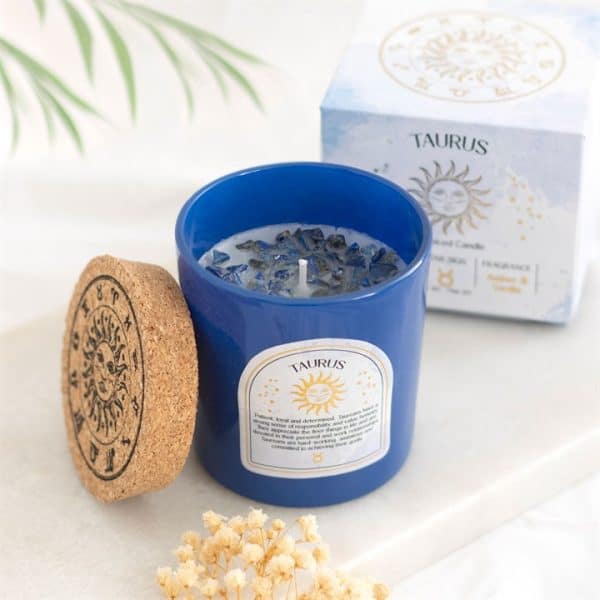 Taurus Amber & Vanilla Gemstone Zodiac Candle Taurus Amber & Vanilla Gemstone Zodiac Candle