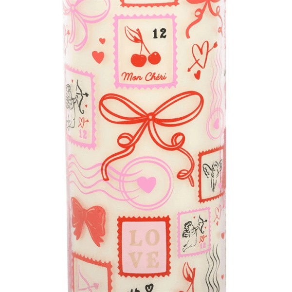 Valentine Postage Stamp Print Sparkling Rose Tube Candle Valentine Postage Stamp Print Sparkling Rose Tube Candle